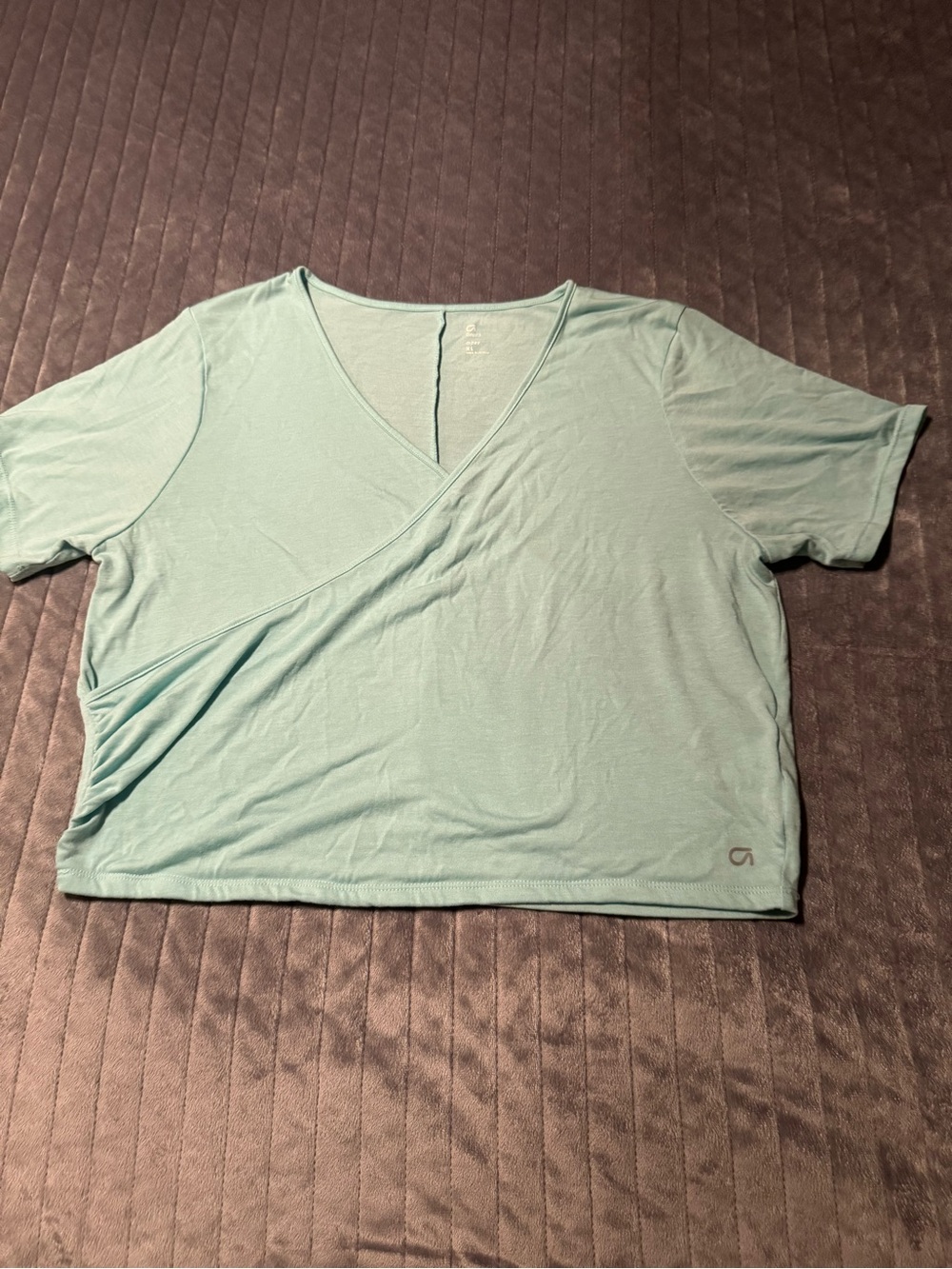 GAP Mint Wrap-Style V-Neck Short Sleeve Top